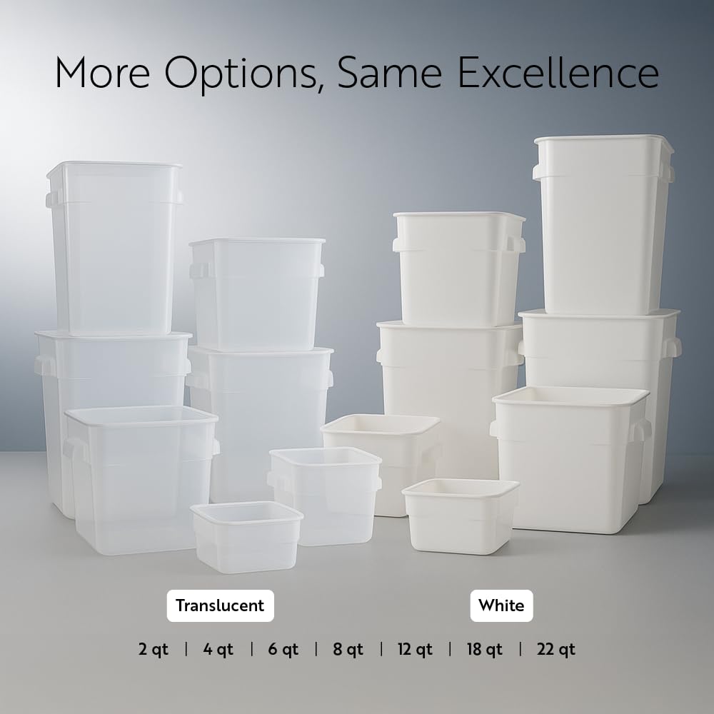 Restaurantware - Contenedores de almacenamiento de alimentos Met Lux de 4 cuartos de galón, 10 recipientes de almacenamiento translúcidos – Las tapas se venden por separado, marcadores de volumen