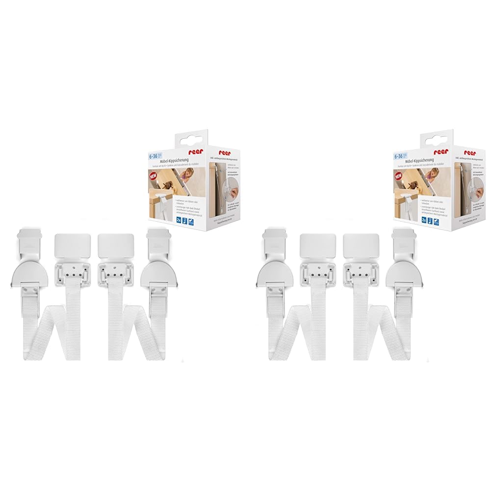 Reer Möbel-Kipp-Sicherung, clevere Wand-Befestigung für Möbel, vom schwäbischen Kindersicherheits-Experten (Packung mit 2)