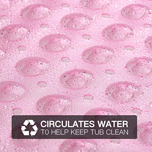Image of YINENN Non-Slip Bath Tub Shower Mat with Suction Cups and Drain Holes, 40x16in, Light Pink