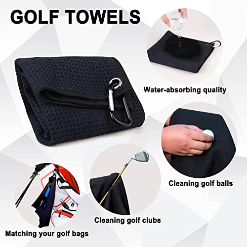Big Crazy Golf Towel Microfiber Waffle Pattern Golf Towels, Golf Towel Set Including Golf Club Brush Groove Cleaner And Divot Repair Tool, Golf Towels For Golf Bags For Men Black #TOP3