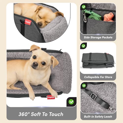 BurgeonNest Center Console Dog Car Seat for Small Pets to 11lbs, Grey - Image 5