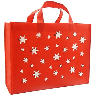 CYMA Reusable Gift Bags, Large, Snowflake, 4 Pack (Red/Blue)
