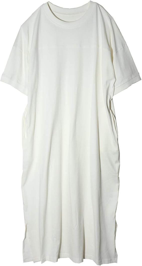 Amazon Co Jp ロングワンピース 五分袖 ワンピース レディース ロング Tシャツワンピース 春 夏 春夏 薄手 綿100 ゆったり クルーネック 五分袖ワンピース カットワンピース 服 ファッション小物