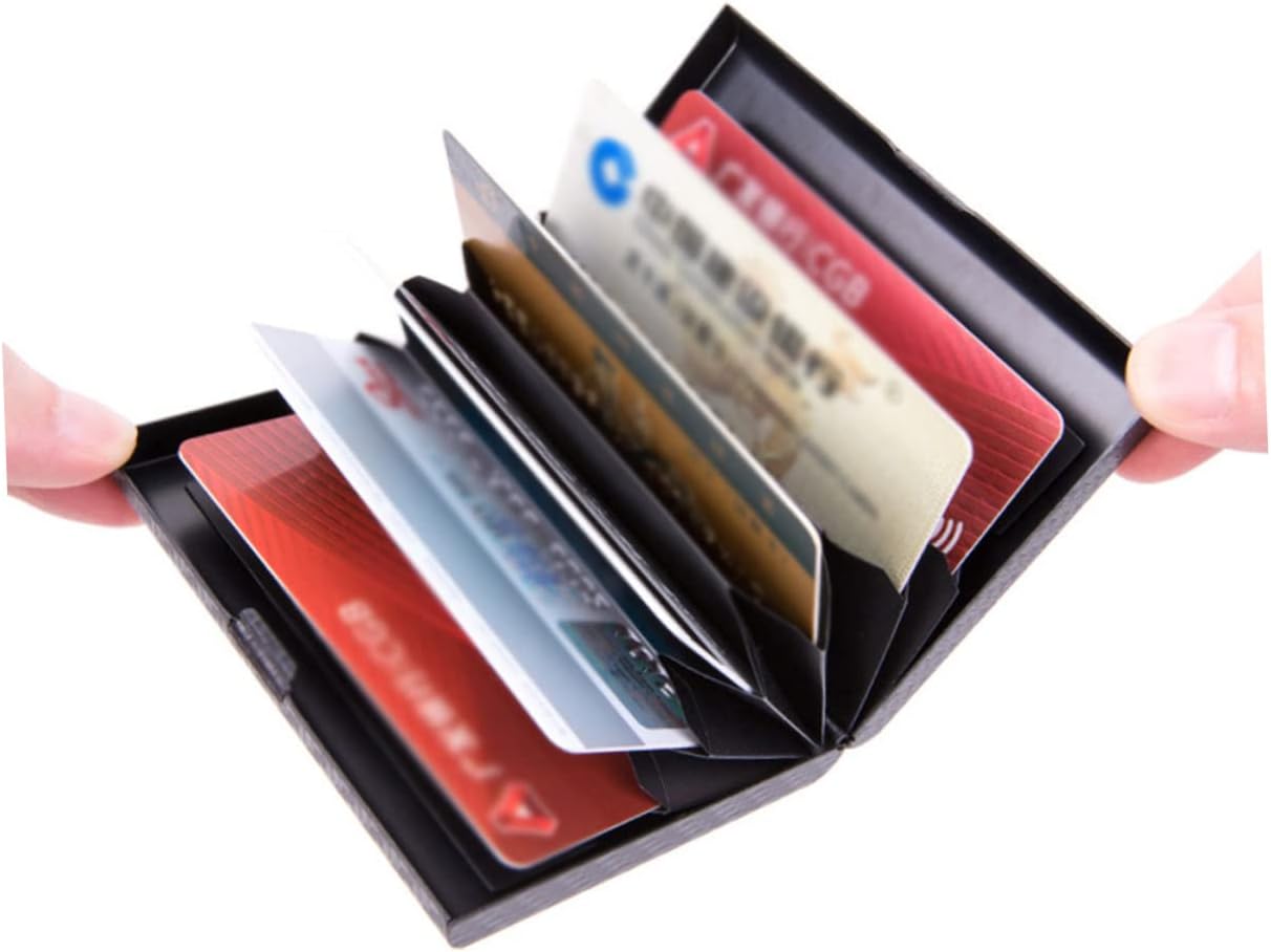 LIFKOME Men Stainless Steel Credit Card Holder Wallet Theft Degaussing Protection Elegant Black Design for Security and Style for Men