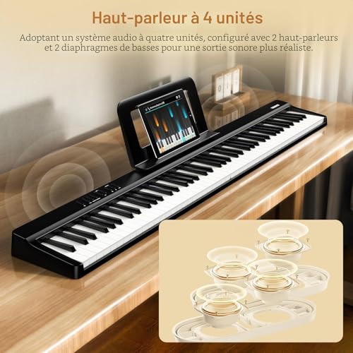 Piano Numérique Débutant TERENCE : Clavier 88 Touches Portable avec Sortie Casque