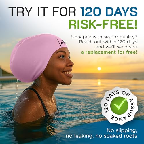 Large Swim Cap for Long Hair - Waterproof Durable Silicone Swimming Cap for Braids, Dreadlocks, Weaves, Afros, Curls – Swim Caps for Women & Men – Anti-Leak Seal for Pool, Beach, Laps & Water Workouts
