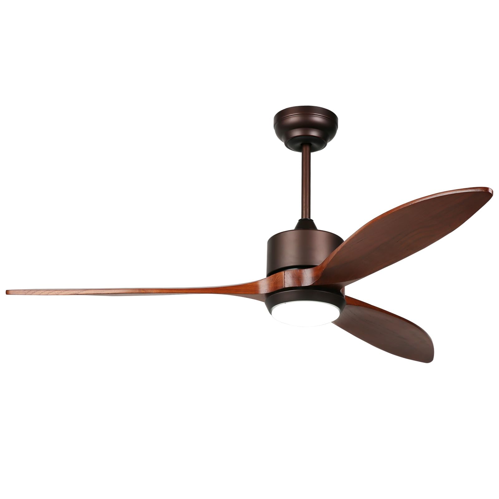 reiga 52 Inch Solid Wood DC Motor Outdoor Ceiling Fan, 3 Blades Smart Ceiling Fans with Dimming LED Light Kit Remote Control, IP44, Oil-Coated Bronze