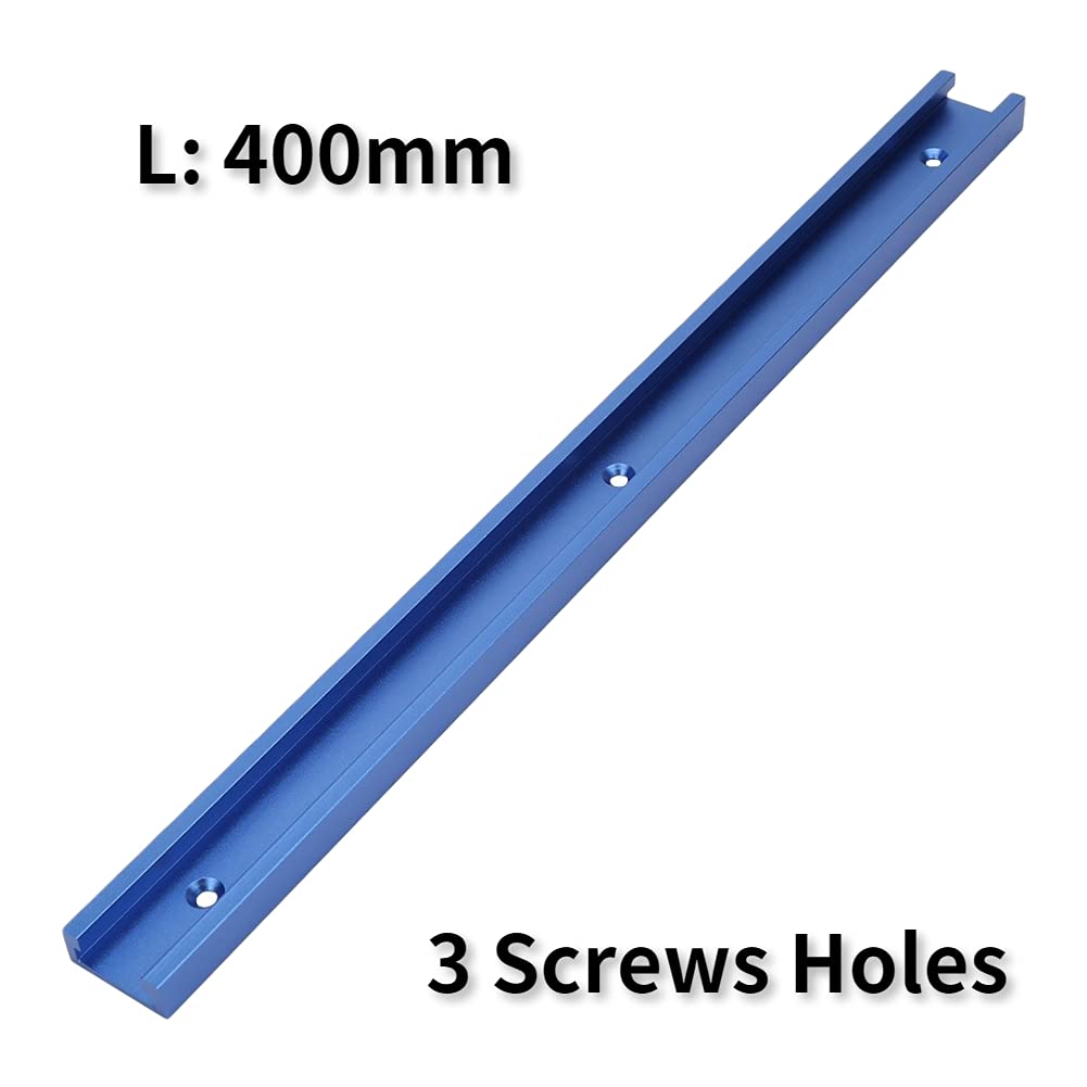 Aluminum Alloy T-Track,T-Slot with Predrilled Mounting Holes,Miter Jig Tool for Woodworking Router Blue Length 400mm - Image 3