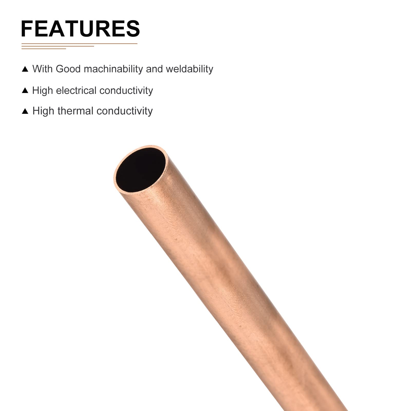 DTGN 10mm x 0.5mm x 300mm(ODxWall TXL) Copper Tube - 1Pack - Good for Machinery Equipment DIY Decorative Frame - Round Metal Tubing - Image 3