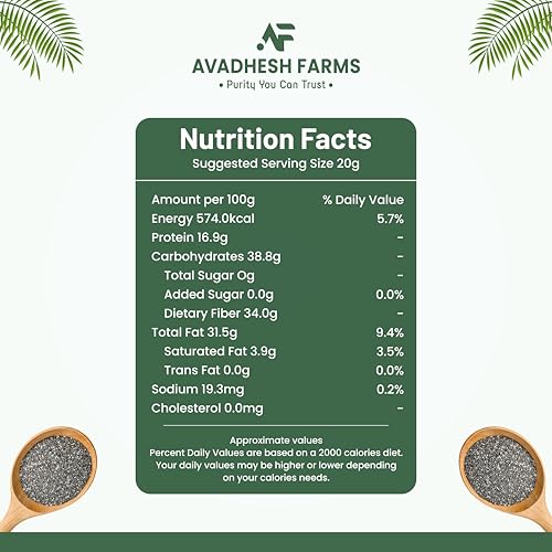 Image of Avadhesh Farms Raw Chia Seeds for weight loss with Omega 3, Fiber, Calcium Rich Chia Seeds Chia Seeds 1kg