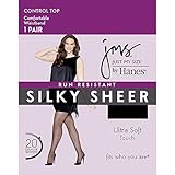 JUST MY SIZE womens Run Resistant Control Top pantyhose, Black, 3X-4X US