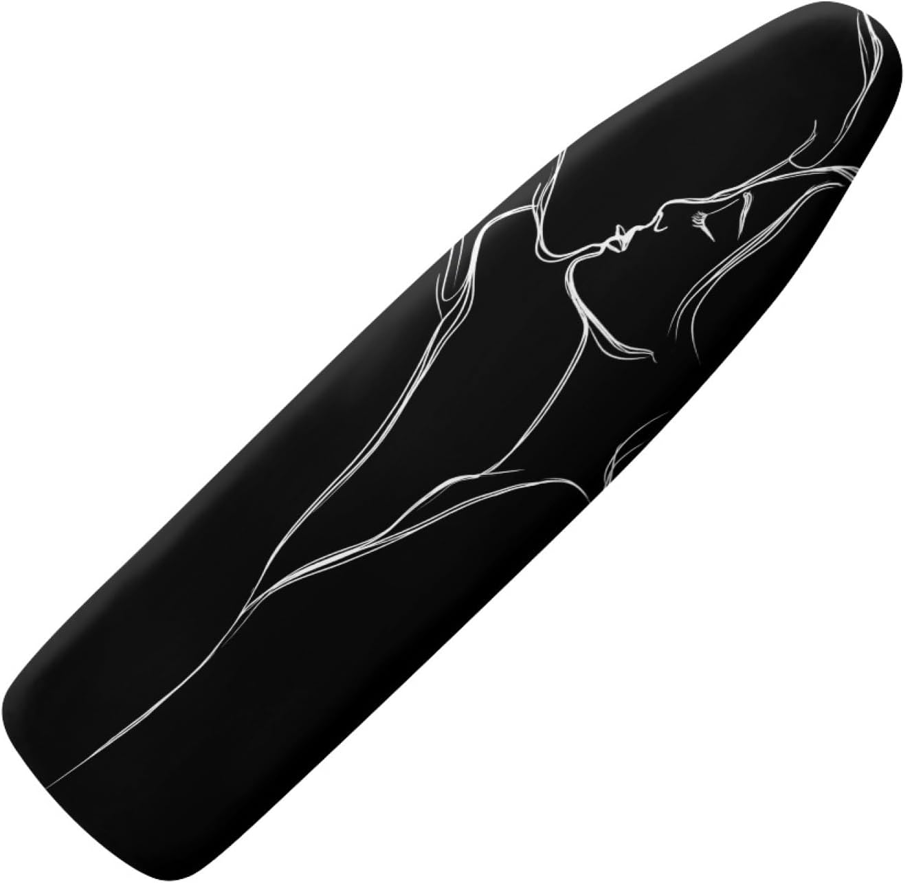 Large Ironing Board Cover and Pad 59x19 Black Geometric Art Iron Table Cover with Padding,Extra Wide,Resist Scorching and Staining,Heatproof,Adjustable Fastener Durable Stain
