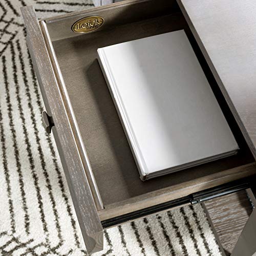 Image of Leick Home 11607-GW Luna One Drawer Side Table and Shelf, Gray Wash