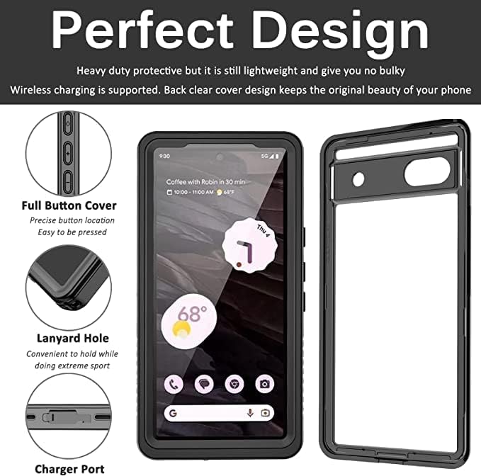 Miniatura 3 de DINGXIN Funda impermeable para Google Pixel 7a, con certificación IP68, resistente al agua, 360 grados, a prueba de golpes, a prueba de polvo, funda