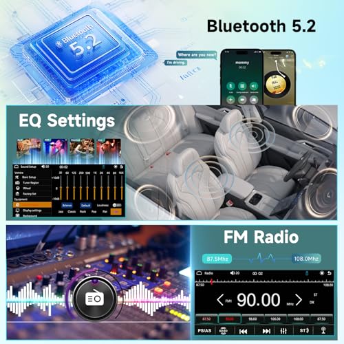 Hodozzy 1 DINカーラジオ ワイヤレスCarPlay/Android Autoミラーリング対応 6インチインセルタッチスクリーン搭載 1DINカーステレオ MP5プレイヤー Bluetooth/FMラジオ/EQ/ステアリングホイールコントロール/カラフルバックライト USB/Type-C対応 シングルDIN