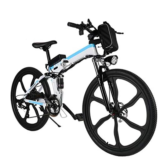 BIKFUN E-cykel hopfällbar, 26 tum/20 tum vikbar pedelec, Ebike vikbar elcykel med 36 V 8 Ah litiumbatteri 250 watt bakhjulsmotor män kvinnor (26 tum mountainbikevit)