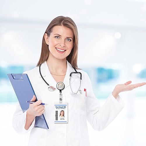 Miniatura 6 de Carretes de identificación retráctiles para enfermeras y parto, con clip, para trabajadores de oficina, médicos, enfermeras, voluntarios,