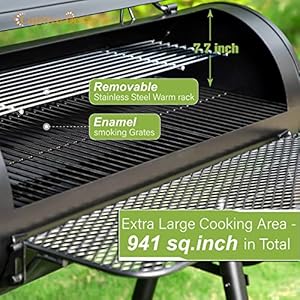 Captiva Designs Heavy Duty Outdoor Smoker,Extra Large Cooking Area(941 sq.in. in Total) Offset Smoker, Best Charcoal Smoker and Grill Combo for Outdoor Garden Patio and Backyard Cooking Captiva Designs Heavy Duty Outdoor SmokerExtra Large Cooking Area941 sqin in Total Offset Smoker Best Charcoal Smoker and Grill Combo for Outdoor Garden Patio and Backyard Cooking