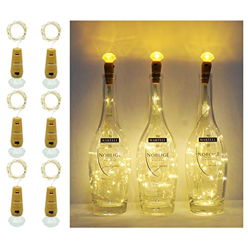 Preisvergleich Produktbild 6 Stück 15 LED Weinflaschenlichter, Diamantkork-Flaschen-Lichter, batteriebetrieben, Mini-Lichterkette für DIY, Party, Dekoration, Weihnachten, Halloween, Hochzeit 6 Pcs- White White