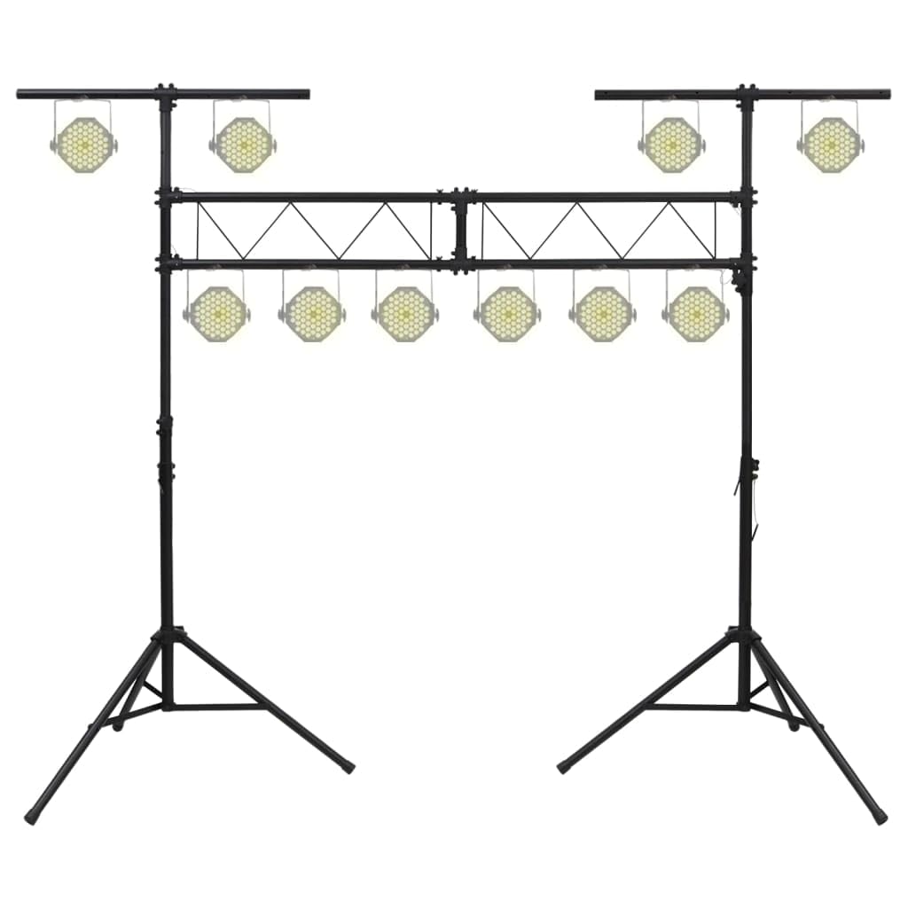 vidaXL Leuchtenstativ, Einstellbares Lichtstativ Lichtständer mit T Stange, Beleuchtungsständer für Bühnen Fotografie Studio, Schwarz Stahl