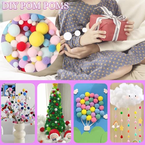 Luxoraiova 500 Stück Pompons zum Basteln, 1-3cm Bunt Mini Pompons zum Basteln, Mini Pom Poms Filzkugeln Bunt für Lustige DIY Kreative Handwerk, Feine Haar-Accessoires, Partydekoration