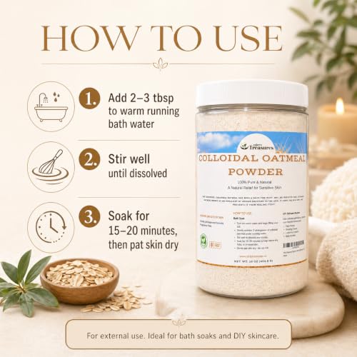 Image of Dirty Treasures Colloidal Oatmeal Bath | Eczema & Itchy Skin Relief | Baby-Safe, 100% Natural, Fragrance-Free | 1 lb (16oz)