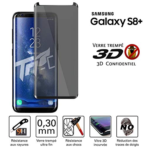 Verre trempé teinté 3D incurvé haut de gamme pour Samsung Galaxy S8+