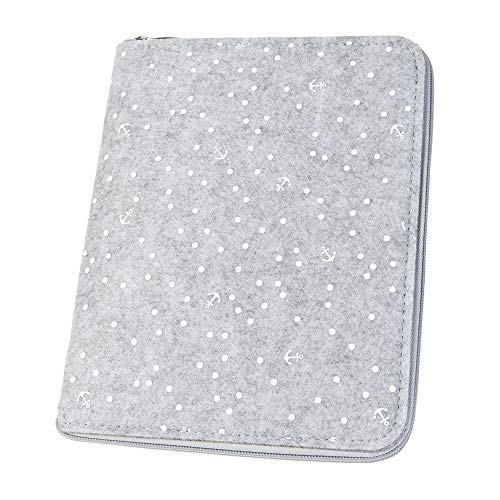 Mom's Organizador 'Anclas & Lunes' con cremallera alrededor de fieltro para cartilla de madre & historial médico gris claro (color a elegir) - Funda en A5 Cover