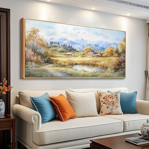 PHAOHUAXM Large Canvas Wall Art For Living Room Wall Decor For Bedroom Office Dining Room Rural Landscape Wall Painting Printing Artwork Pictures Farmhouse Home Decoration Mural 30 x60 Wood Frame