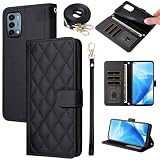 Furiet Argyle Wallet Case for OnePlus Nord N200 5G with Wrist Strap Shoulder Strap Card Slot Folio Purse PU Leather Stand Phone Cover for One Plus N 200 G5 1 Plus 200N 1plus One+ 1+ N2005G 2021 Black