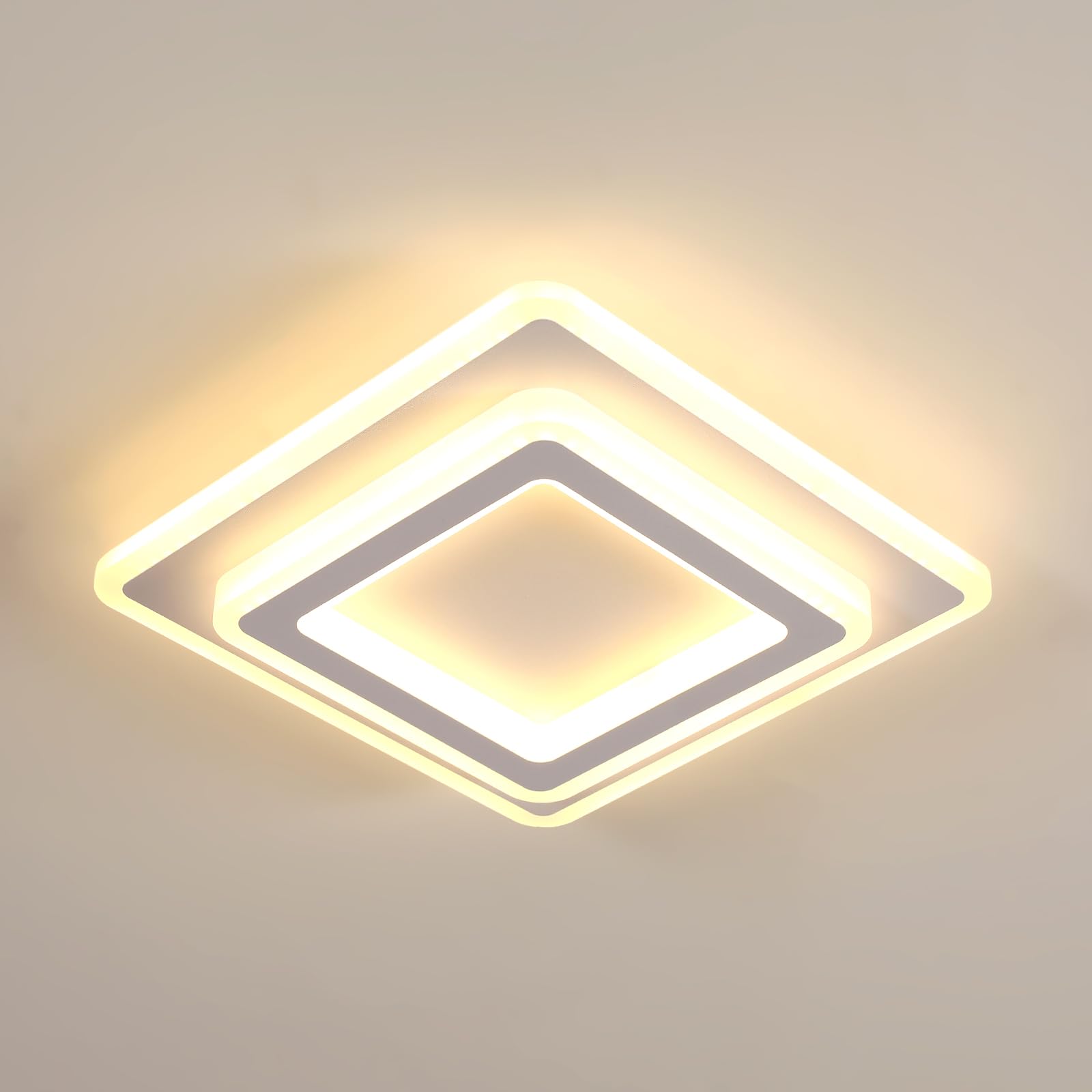 Goeco Plafonnier LED Carré Moderne 44W 4950LM 3000K, Blanc 30CM