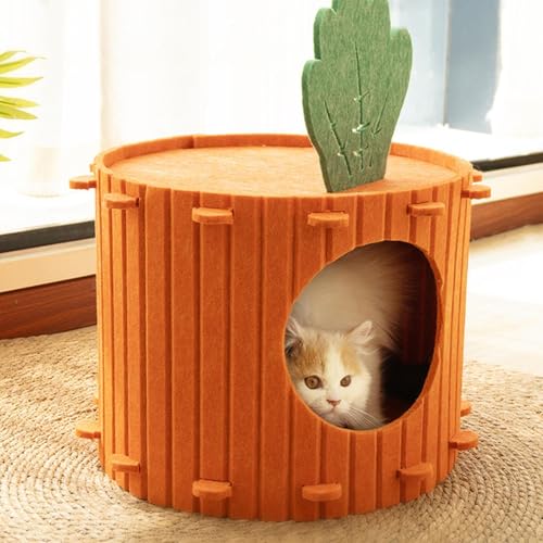 Caverne-lit pour chat cabane détachable et panier carotte animaux de compagnie