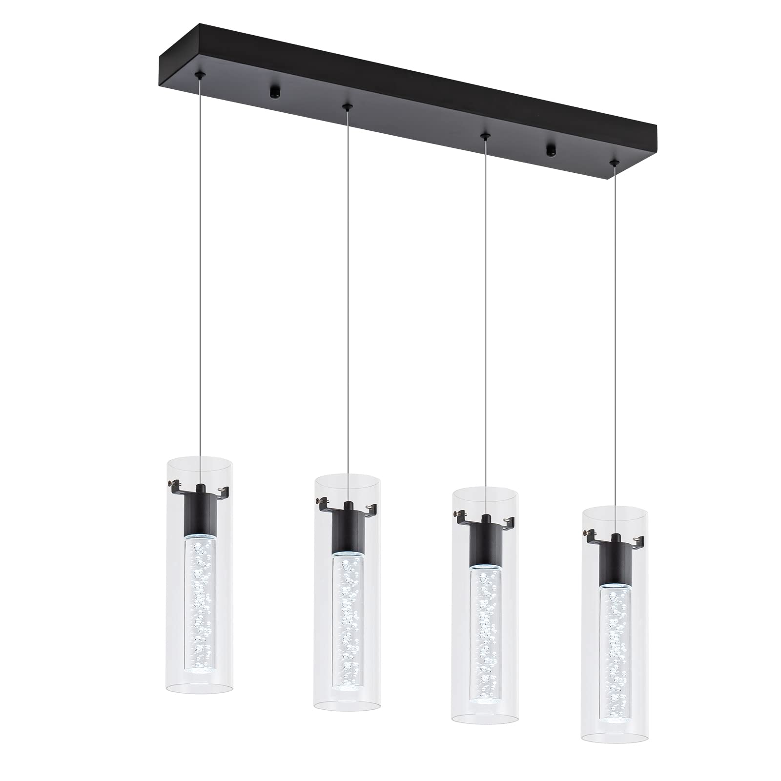 Pendant Light fixtures,Integrated 4-Light Pendant Lights Black Finish
