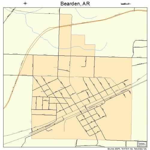 Large Street & Road Map of Bearden, Arkansas AR Printed poster size
