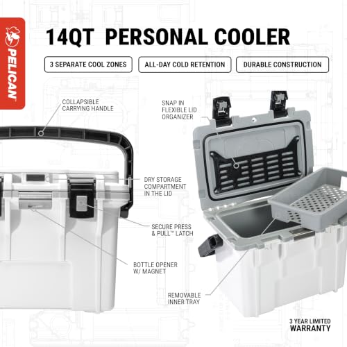 Pelican 14 Quart Personal Lunch Box Cooler (White/Gray) - image 3