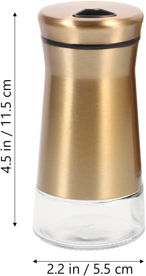 Stainless Steel Seasoning Bottle Set 2Pcs 4.52In Glass Spice Shakers Salt and Pepper Jars for Home Kitchen Table Condiment Holder