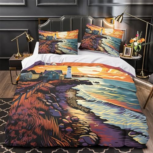 Housse de couette microfibre de qualité supérieure imprimé phare breton - 4