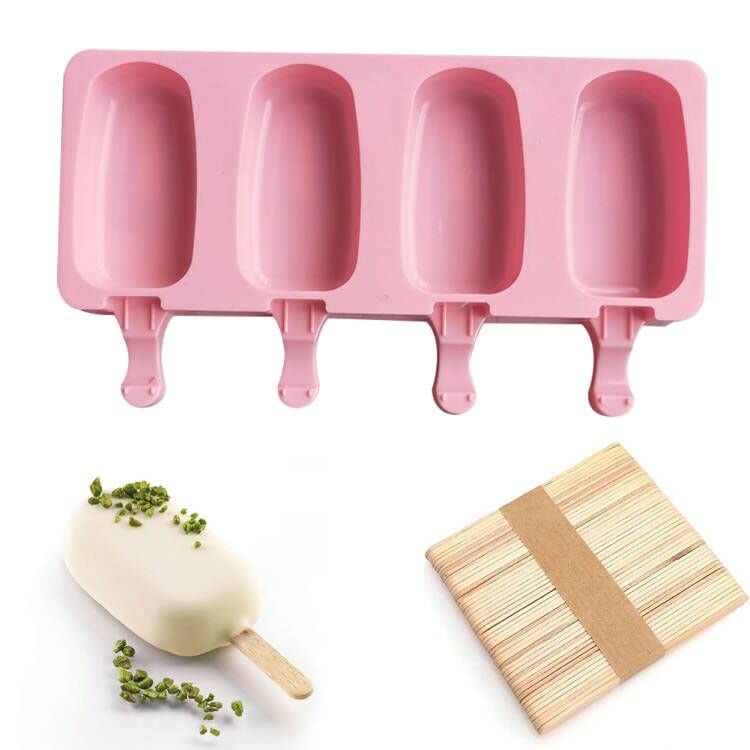 Set Stampi Per Gelato In Silicone - 2 Stampi Ovali, 50 Bastoncini Legno, Per Ghiaccioli Fai Da Te - Foto 9