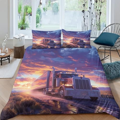 Housse de couette tracteur 200x200 anti-plis en microfibre 3 pièces