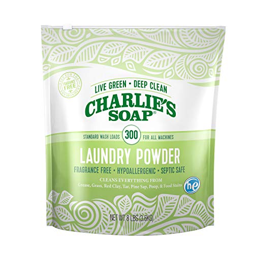 Charlie’s Soap Laundry Powder (300 Loads, 1 Pack) Hypoallergenic Deep Cleaning Washing Powder