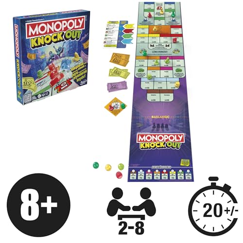 Hasbro Monopoly Knockout Board Game for Family Celebrations - Turkish Version, Mixed, 267 mm x 267 mm - Image 2