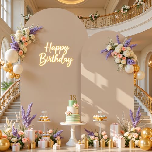 Image of Nude Arch Backdrop Cover for Wedding, 7.2FT 6FT Set of 2 Stretchy Spandex Fitted Arch Stand Cover for Baby Shower, Birthday Party Decor, Chiara Backdrop Cover with Double-Sided Design
