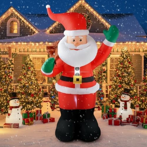 COOLWUFAN 6 FT Christmas Inflatables Santa Claus with Gifts Bag Christmas Inflatables Outdoor Decorations Built-in LED Lights Holiday Blow Up Yard Decoration Clearance for Yard Holiday Parties