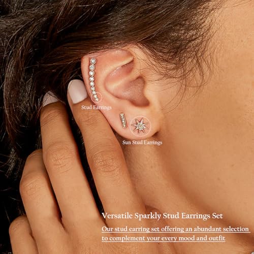 Gold Stud Earrings for Women Hypoallergenic 14K Gold Plated Stud Earrings Sets Gold Ball Stud Earrings for Women, stud-MIX-10-G-ZH-13944