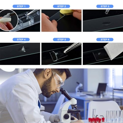 Microscope Slides and Covers Kit 50 Pcs Pre-Cleaned Blank Glass Slides for Microscopes 100 Pcs Square Coverslips Cover Glass for Experiments & Analyses