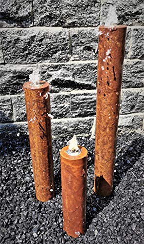 Jürgen Bocker Gartenambiente Säulenbrunnen Wasserspiel rund 3er-Set Cortenstahl Roststahl 80/60/40 x 10 cm ohne Becken