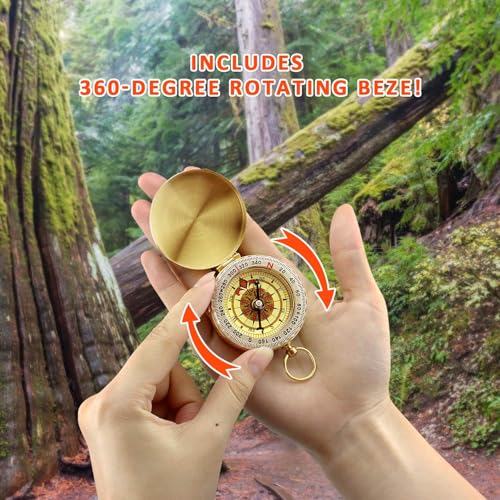 Brújula de bolsillo clásica estilo camping cobre miniatura 5