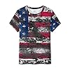 CGGMVCG Cute Tops for Women Womens Casual America Flag Print O Neck Short Sleeve Blouse Tops Tees T Shirt T Shirt for Women, Black, S #3