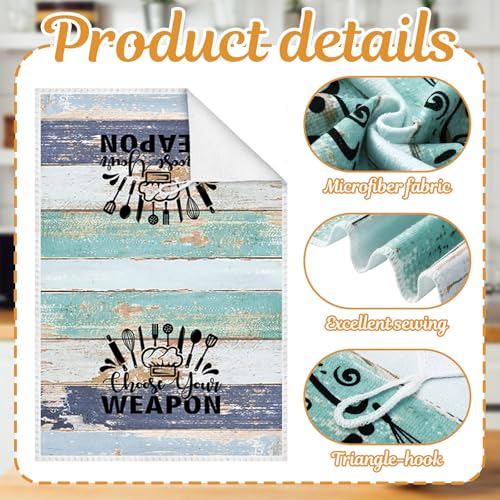 Image of Bencailor 6 Pcs Mint Kitchen Towels Decorative Sets Dish Towels Absorbent Fast Drying Hand Tea Vintage Hanging Reusable Cleaning Dishcloths for Cooking Farmhouse Bathroom Accessory
