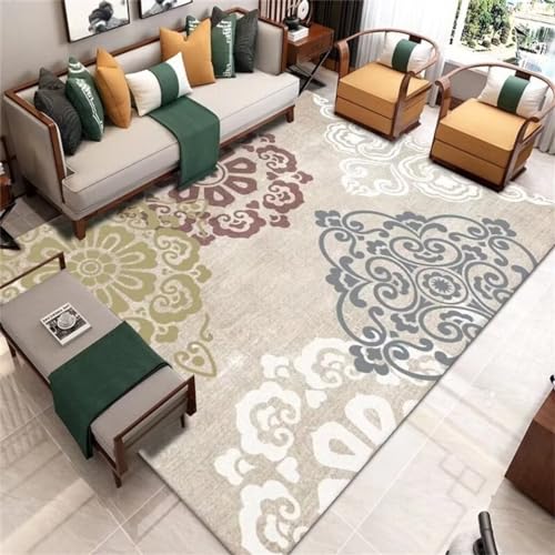 Tapis de sol salon gris 90x180cm lavable imprimé - 2